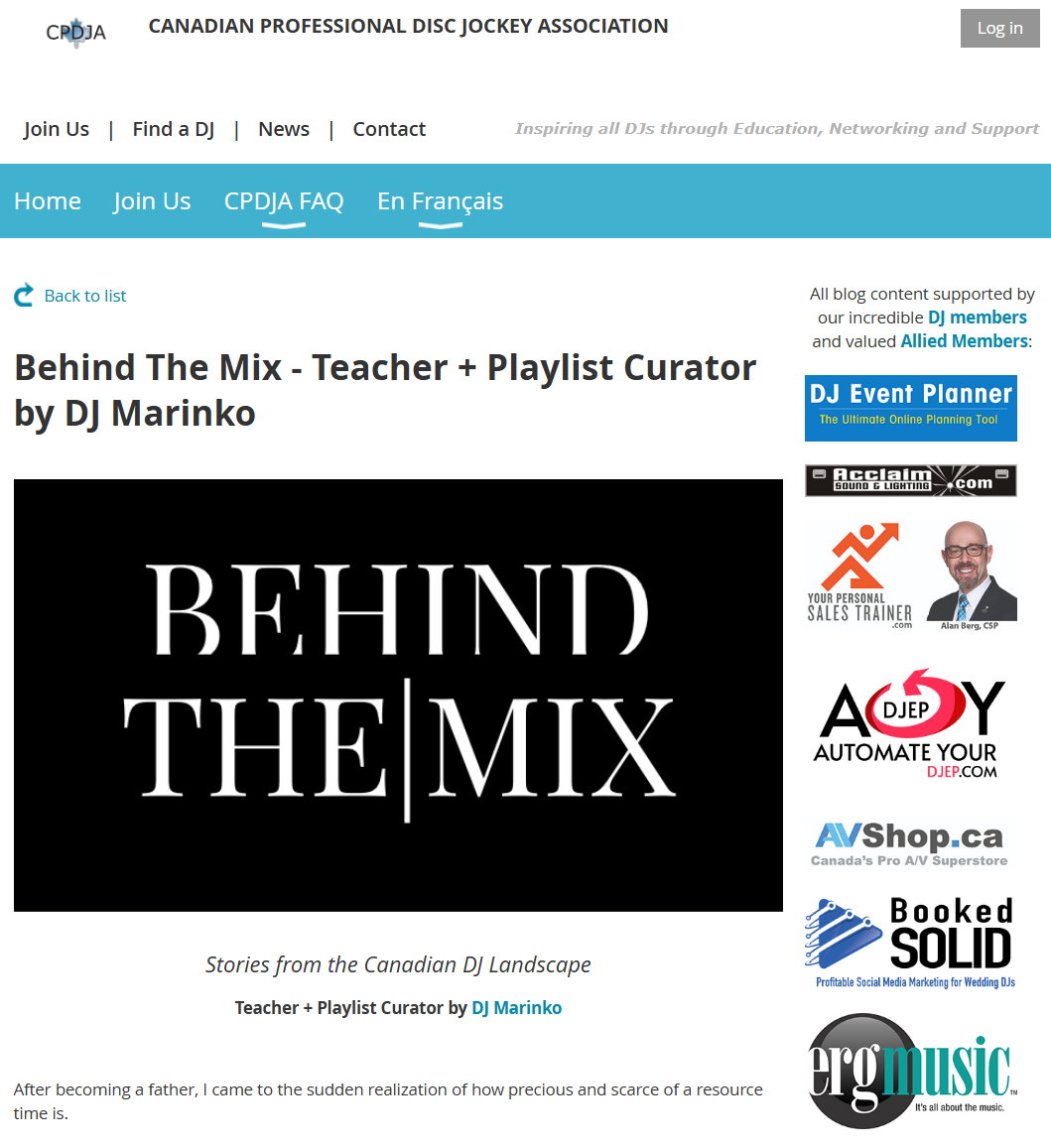 Behind The Mix — Teacher + Playlist Curator by DJ Marinko