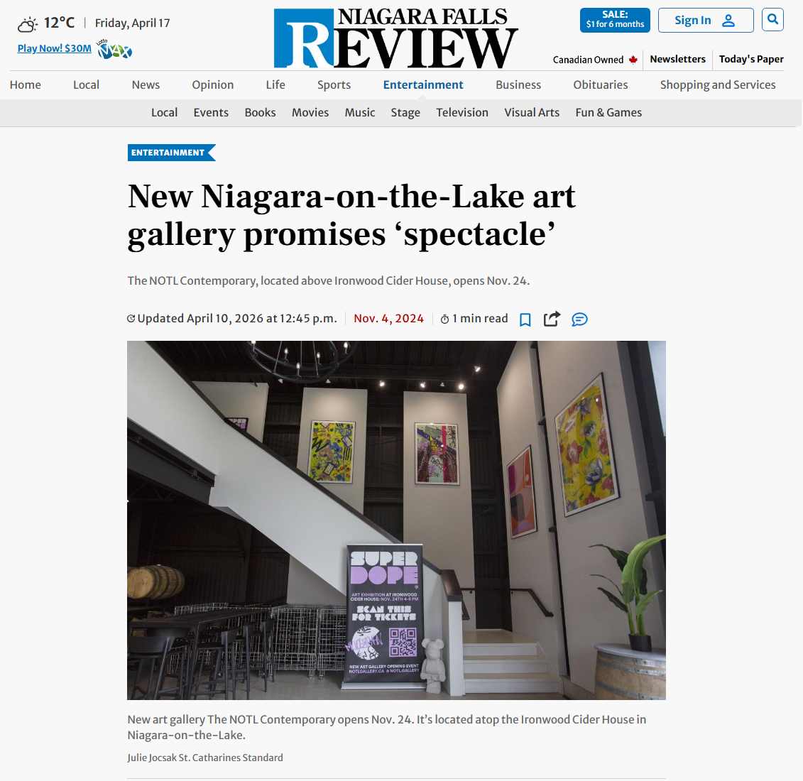 New Niagara-on-the-Lake art gallery promises 'spectacle'