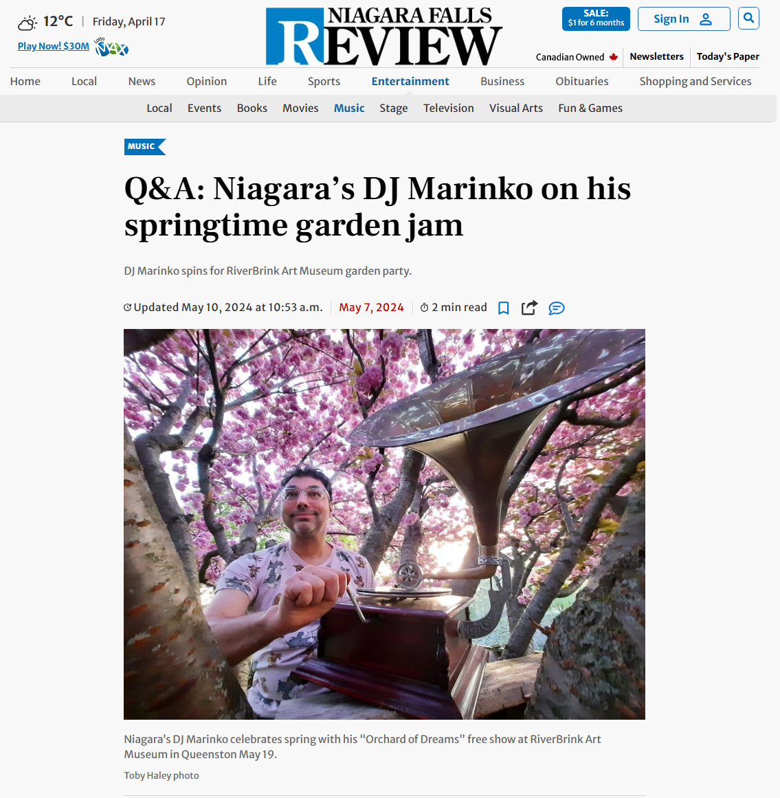Q&A: Niagara's DJ Marinko on his springtime garden jam